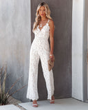 Women's Summer White Lace Jumpsuit Sexy Backless High Waist Jumpsuit