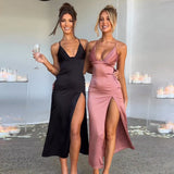 New little black sexy Cocktail Dress With Split Deep V-neck Backless Bodycon Party Dresses For Women