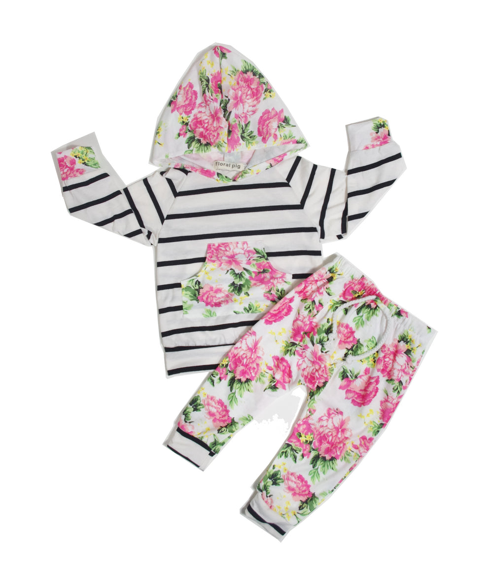 Toddler Girls Floral Jumpsuit 2 Piece Outfit