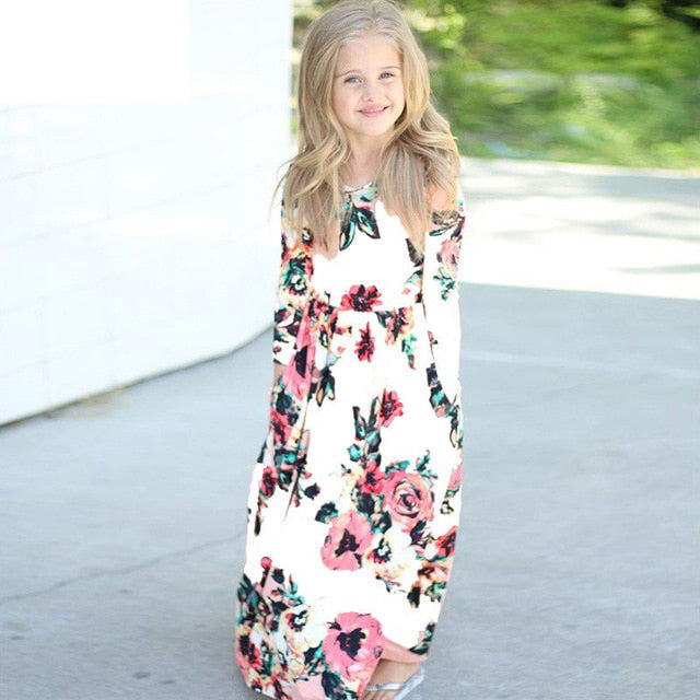 Maxi Girls Summer Dresses Kids Clothes Little Girls Long Floral Dress