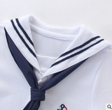 Summer cotton baby short-sleeved triangle navy sailor style jumpsuit - Loving Lane Co