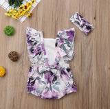 Adorable Baby Girls Floral Rompers with Matching Head Bands