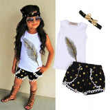 Feather pattern sleeveless top + shorts two-piece children's wear - Loving Lane Co