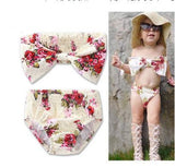 Baby Girl Swimwear Adorable Infant to Toddler Floral Bow Swimsuit 2pc set