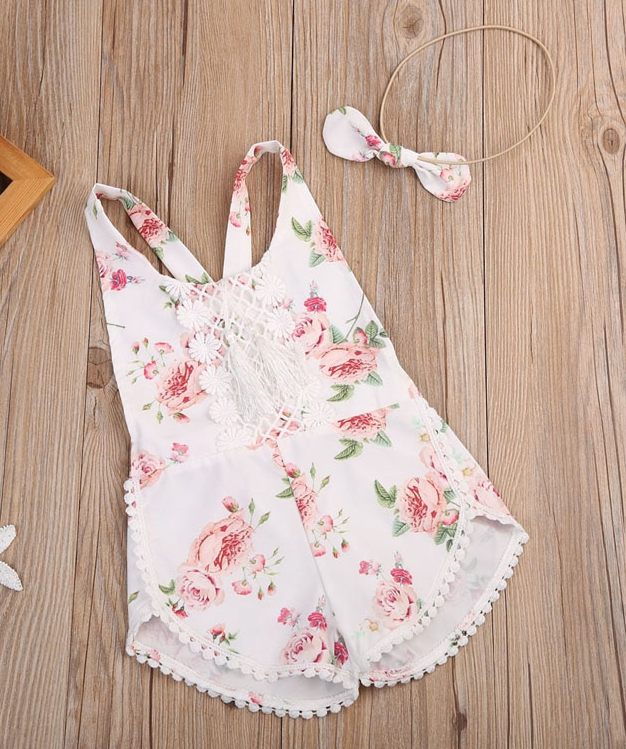 Baby Girl cute Floral Romper and matching headband