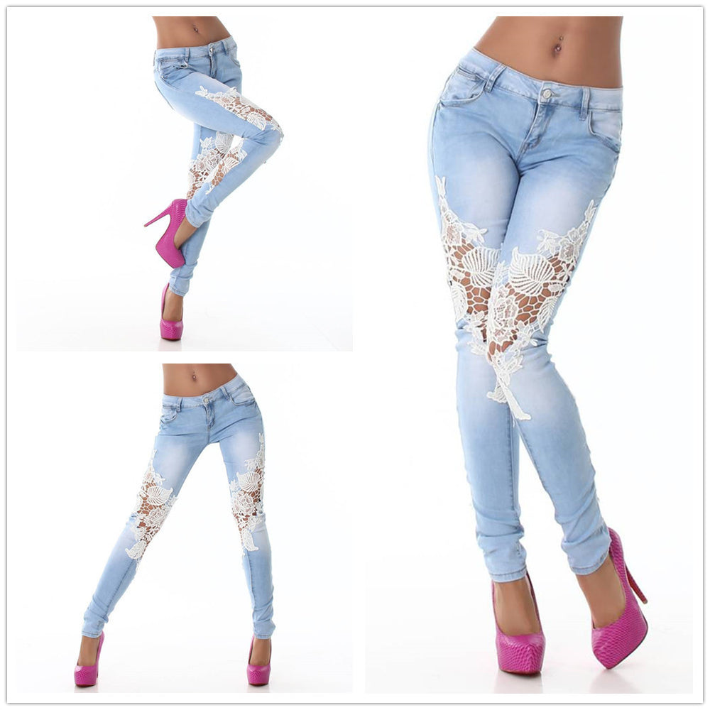 Cute Meets Sexy with our New Denim and Lace Ripped Jeans