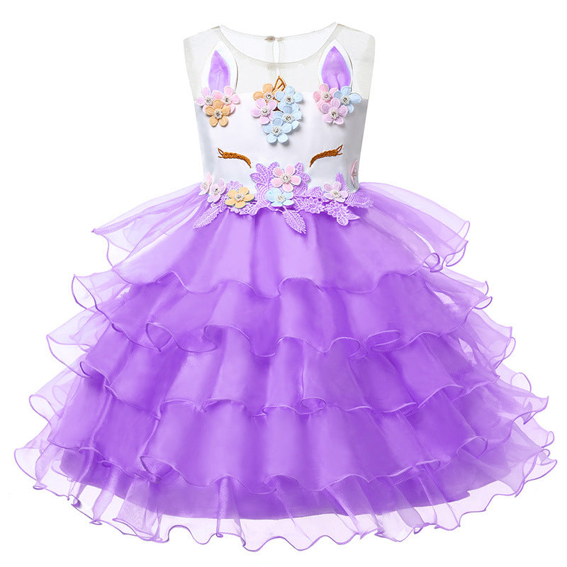 Toddler Little Girls Unicorn Party Dresses in 8 Colors