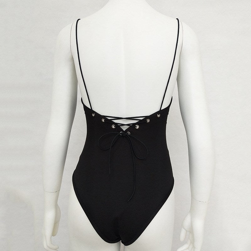 Deep V Front Plunging Bodysuit Top in Black, Green, and White