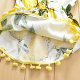 Lemon Print Camisole Tassel Dress For Baby Girl