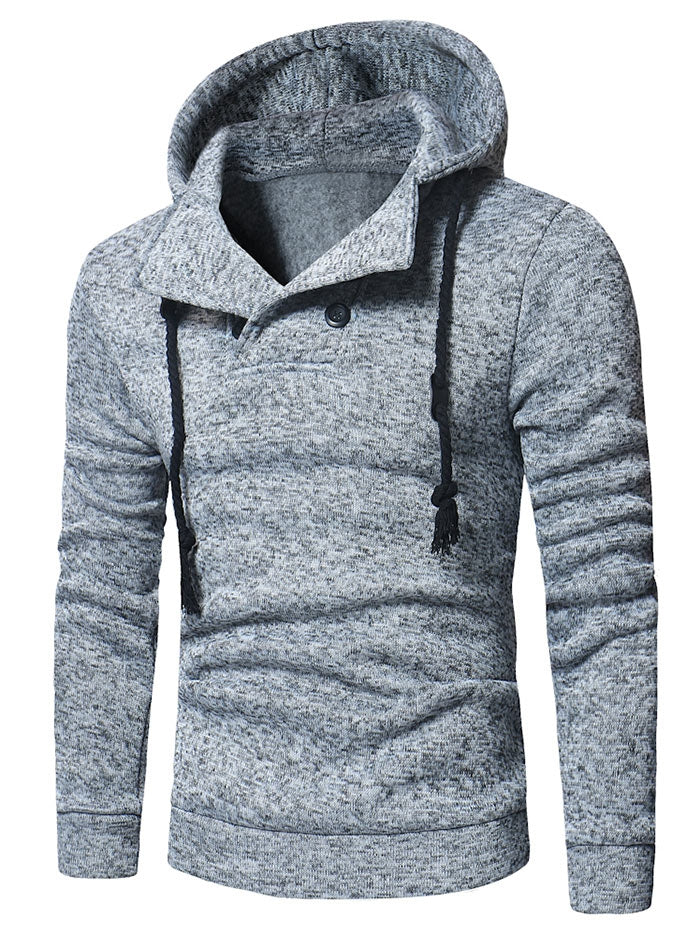 Mens Gray Botton Top Hoodie