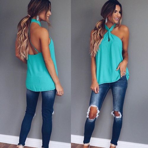 Sexy Women Fashion Top Sleeveless Backless Casual Tank Tops