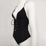 Deep V Front Plunging Bodysuit Top in Black, Green, and White