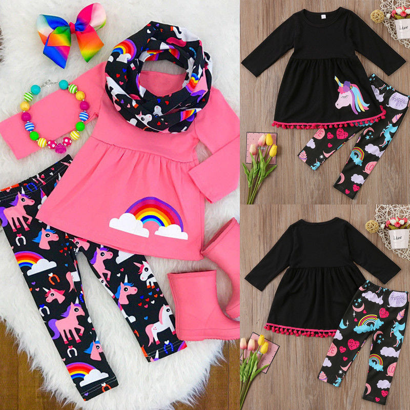 Toddler Girl Clothing Unicorn 2 Piece Outfits T Shirt and Leggings