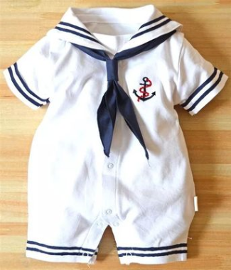 Summer cotton baby short-sleeved triangle navy sailor style jumpsuit - Loving Lane Co