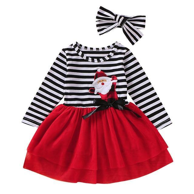 Toddler Girls Christmas Dress +Headband Baby Girls Christmas Holiday Dress - Loving Lane Co