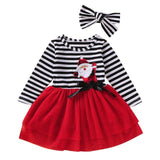Toddler Girls Christmas Dress +Headband Baby Girls Christmas Holiday Dress - Loving Lane Co