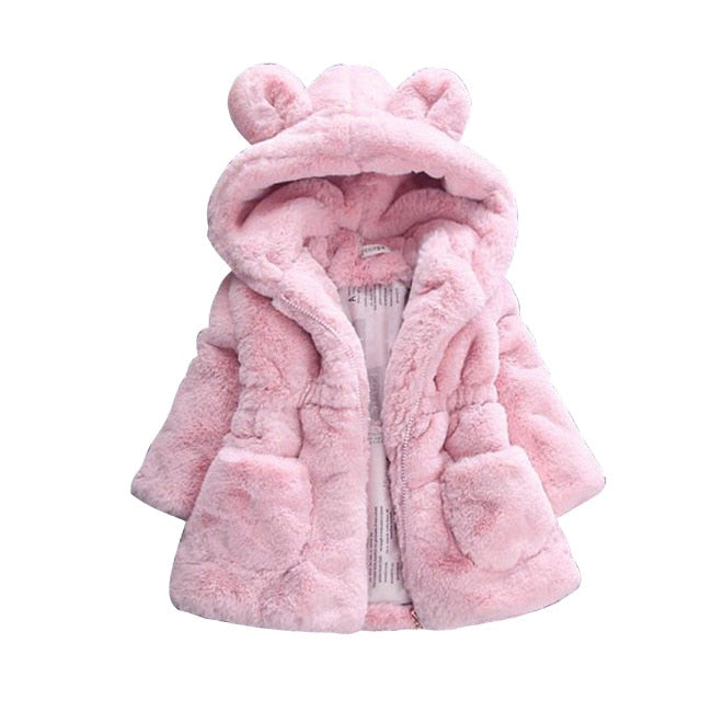 Winter Baby Girls Clothes Faux Fur Coat Baby Hooded Jacket