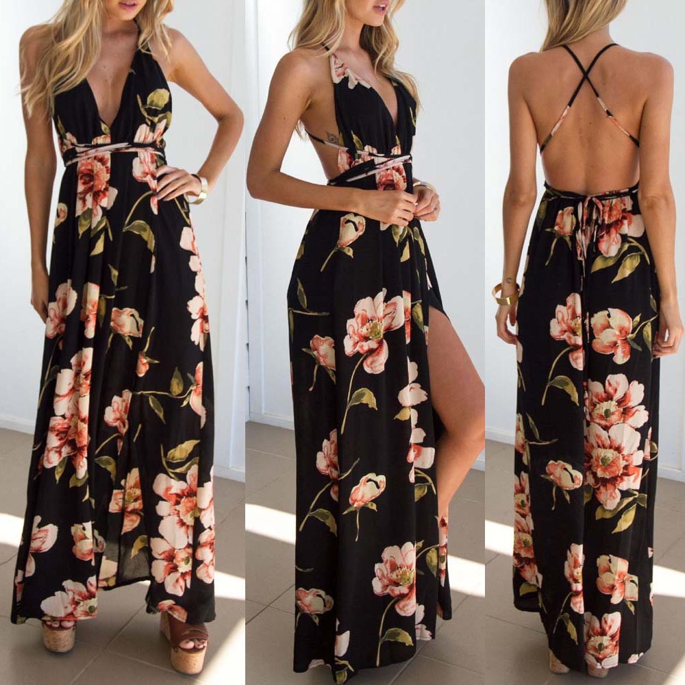 Summer Boho Maxi Long Dress Evening Sexy Party Beach Dresses Sundress Small-XXL