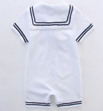 Summer cotton baby short-sleeved triangle navy sailor style jumpsuit - Loving Lane Co