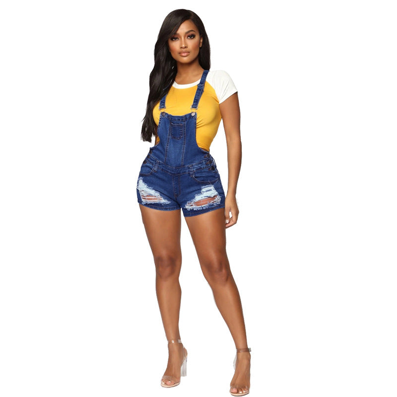 Women’s Classic Denim Jean Overall Shorts