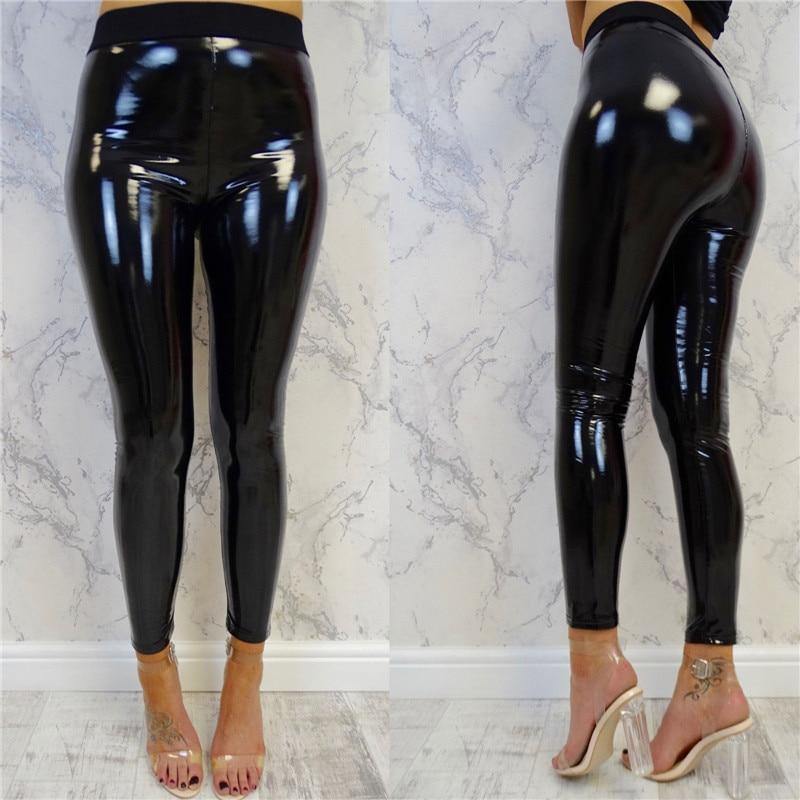Women's High Waist PU Leather Pants Black Leggings Pencil Pants - Loving Lane Co