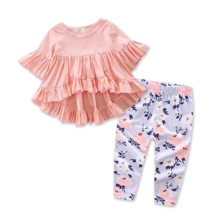 Toddler Girls Clothes Cute Top Short Sleeve Pants Baby Girl 2PCS Clothing Set