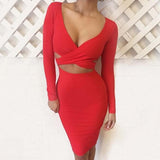 Sexy Long Sleeve Cut-Out Bandage Mini Dress