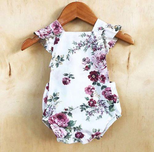 Baby Girls Floral Romper White Floral Lace Embroidered One Piece - Loving Lane Co