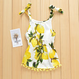 Lemon Print Camisole Tassel Dress For Baby Girl