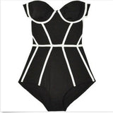 Strapless Push Up One Piece Swimsuit Women Patchwork Body Swimwear Bodysuit Swimming Wear Bathing Suit Lady Beachwear Elegant