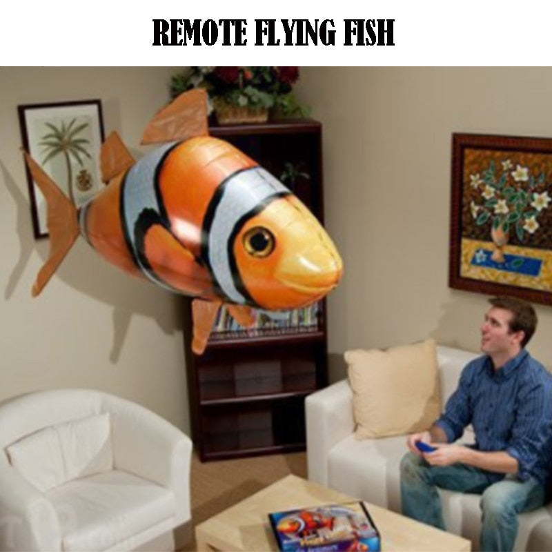 Remote Control Flying Shark Toy Flying Nemo Clown Fish Air Swimmer Helicopter Kids Toy