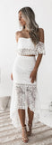 Womens Lace Off Shoulder Strapless Two Piece Skirt and Top - Loving Lane Co