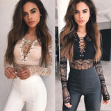 Womens Bodysuit Black and Pink Lace Leotard Top Women Shirts