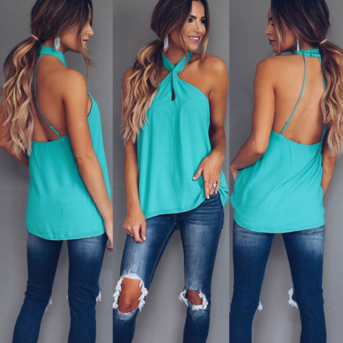 Sexy Women Fashion Top Sleeveless Backless Casual Tank Tops