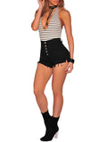 Womens High Waisted Shorts Black and White Sexy Shorts