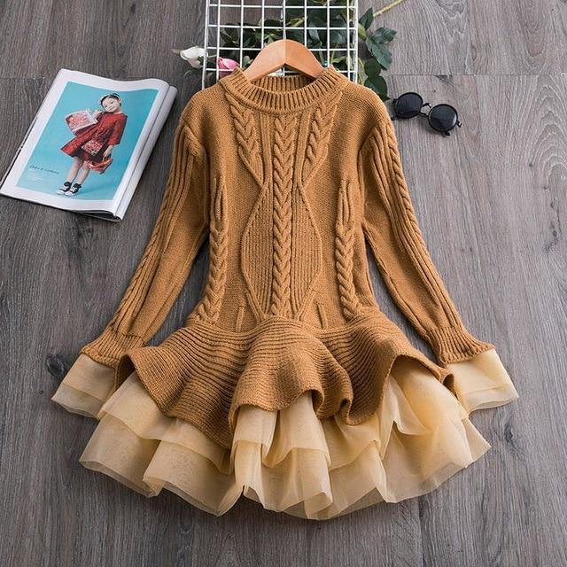 Toddler Girls Dresses Adorable Knit Christmas Party Long Sleeve Dresses - Loving Lane Co