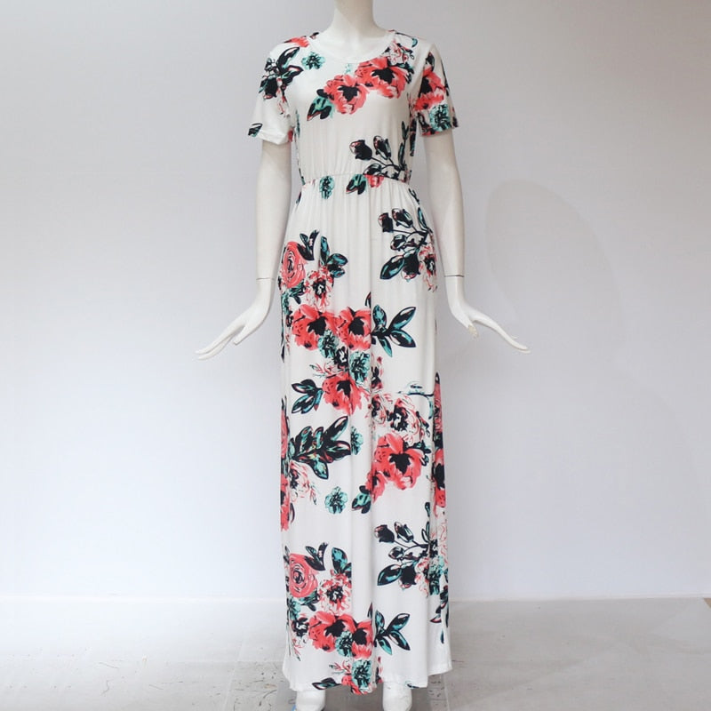 Long Maxi Floral Dress in 5 Colors Small to Plus Sizes