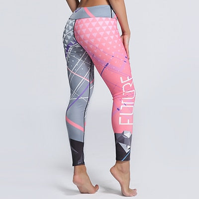 Pink and Grey Womens Workout Leggings Petire to Plus Sizes Small-XXXL