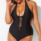 Plus Size Swimwear Sexy Black One Piece Womens Swimsuit