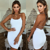 Sexy Bandage Dress Backless Mini Dress in Black, Red, and White