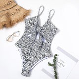 Swimwear Women Sexy Snake Leopard Print One Piece Swimsuit