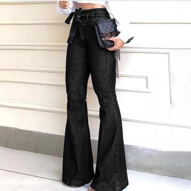 Women's Jeans High Waist Denim Blue Vintage Flare Jean Pants - Loving Lane Co