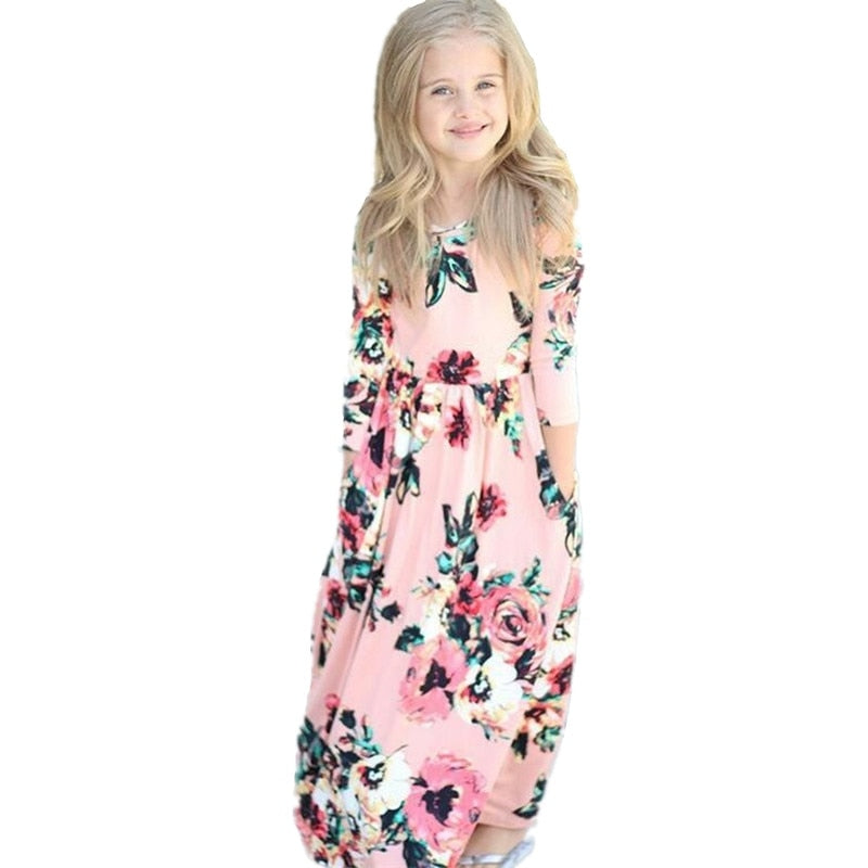 Maxi Girls Summer Dresses Kids Clothes Little Girls Long Floral Dress