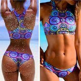 New Low Waist Triangle Bikinis High Neck Swimsuit Brazilian Beachwear