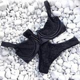 Black White Women Bikinis New Arrival V-Neck Fold Swimwear - Loving Lane Co
