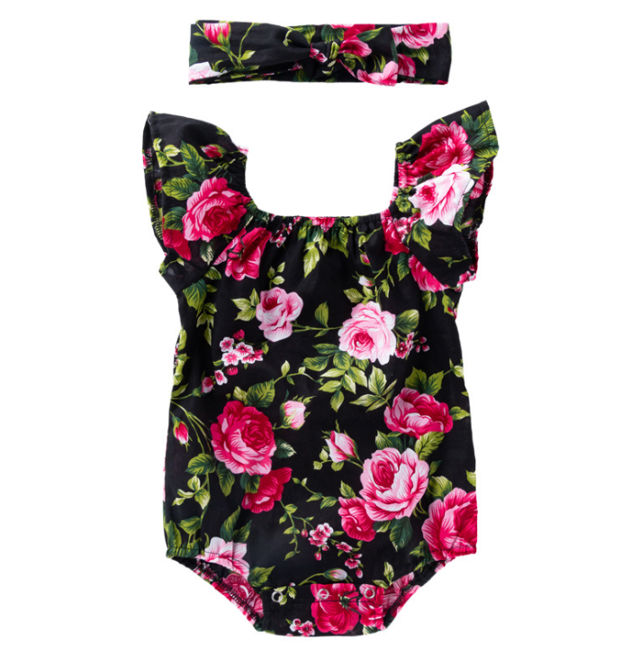 Baby Girl Romper Set On Sale 2 Infant Adorable Pink and White Floral Rompers