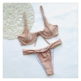 New Chic Low Cut Push Up Champagne and Pink Bikini Sets - Loving Lane Co