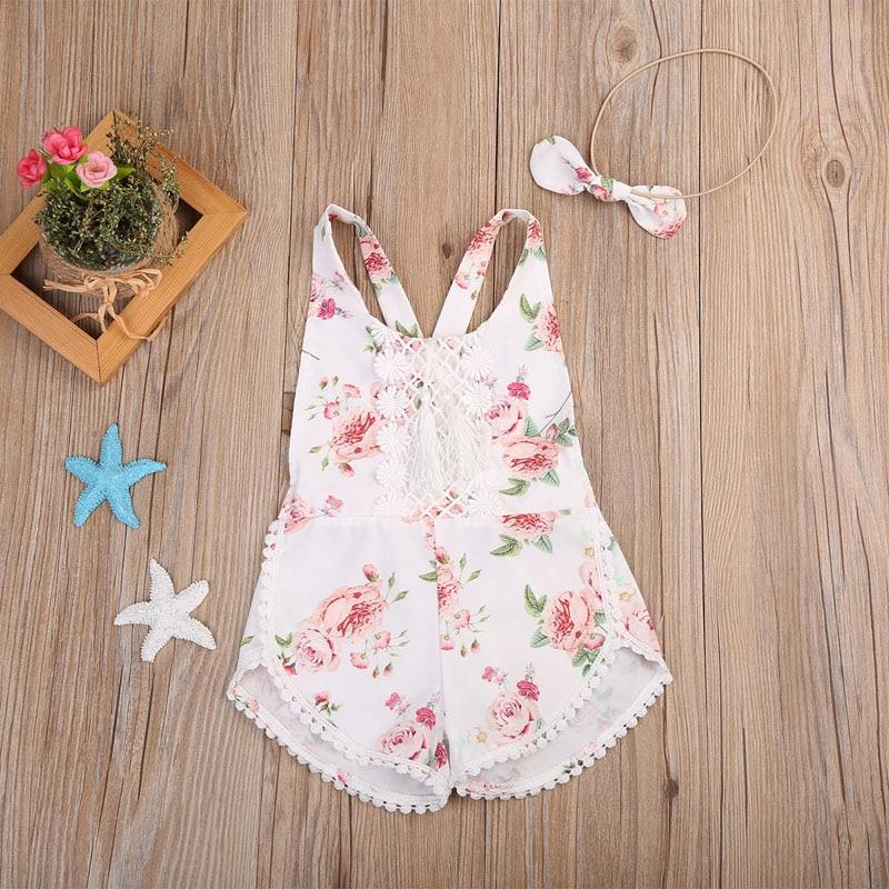 Baby Girl cute Floral Romper and matching headband