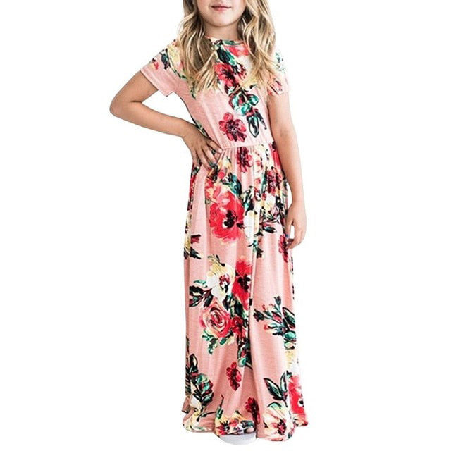 Maxi Girls Summer Dresses Kids Clothes Little Girls Long Floral Dress