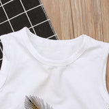 Feather pattern sleeveless top + shorts two-piece children's wear - Loving Lane Co